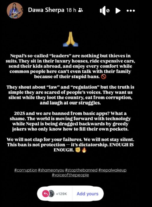 Reivindicative post shared by thousands through social media.