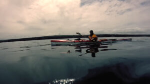 A man kayaking