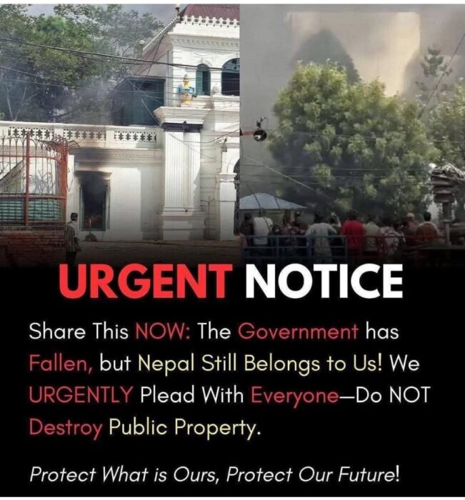 Notice calling for restraint in Nepal's demonstrations. 