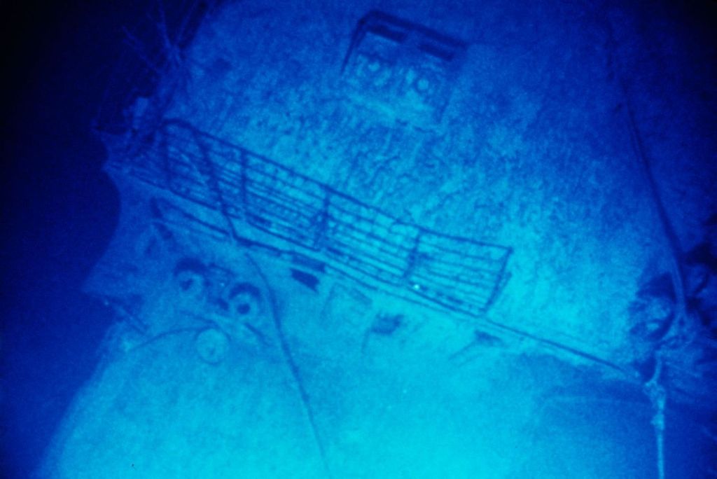 The railing on HMS Titanic, underwater