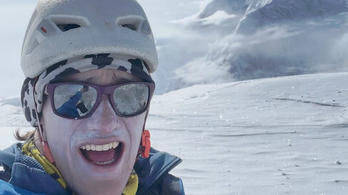 portrait of climber in helmet