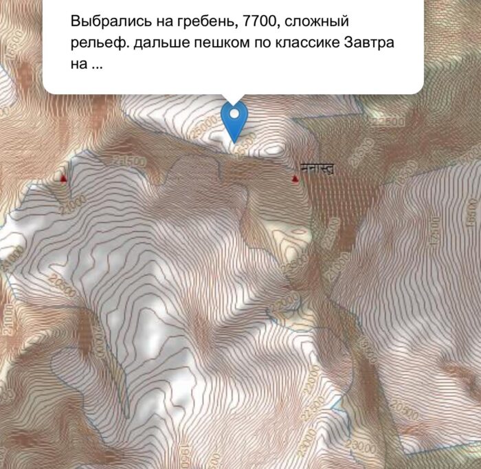 Andrey Vasiliev's track showing his location on Manaslu.