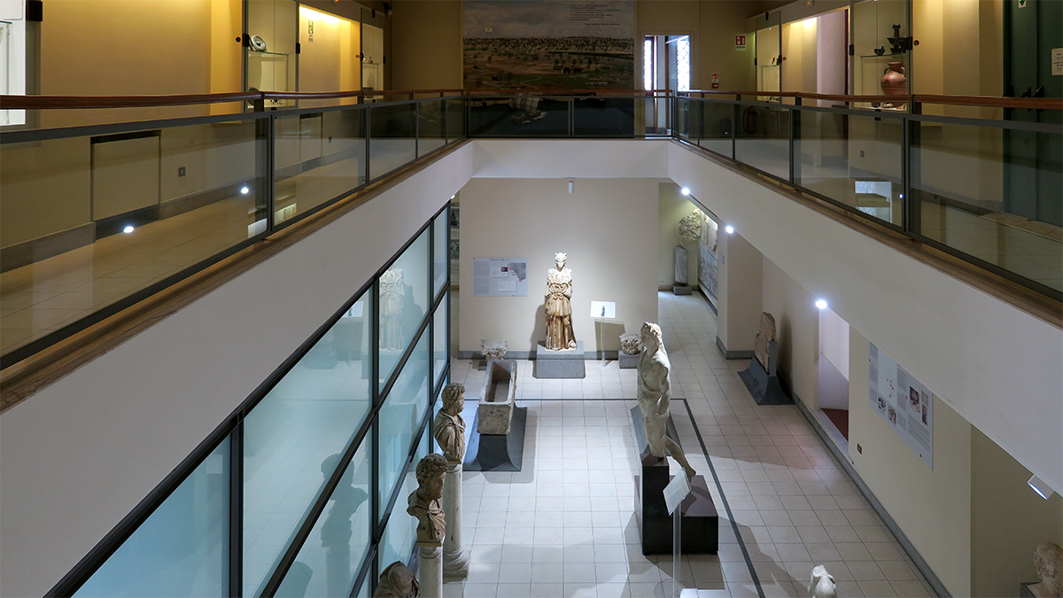 A museum with statues