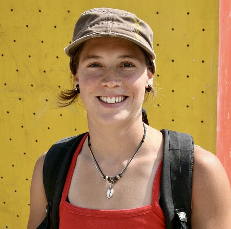 Chloe Graftiaux during the semi-finals at the IFSC Boulder Worldcup of Vienna in 2010. 
