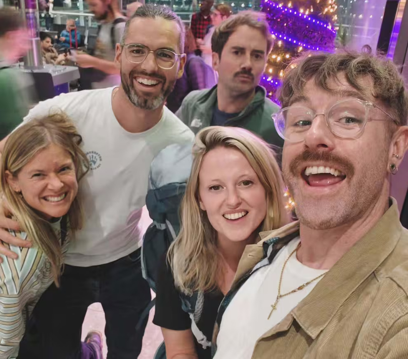 The five Birtish friends. Victoria Bond is on the right.
