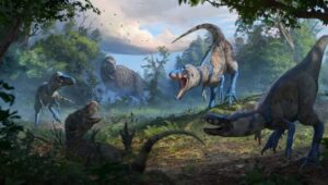 dinosaur scene illustration