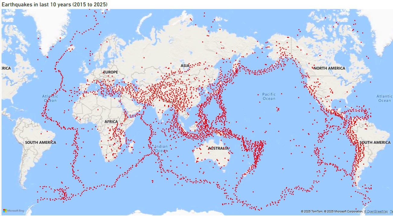 map of earthquakes