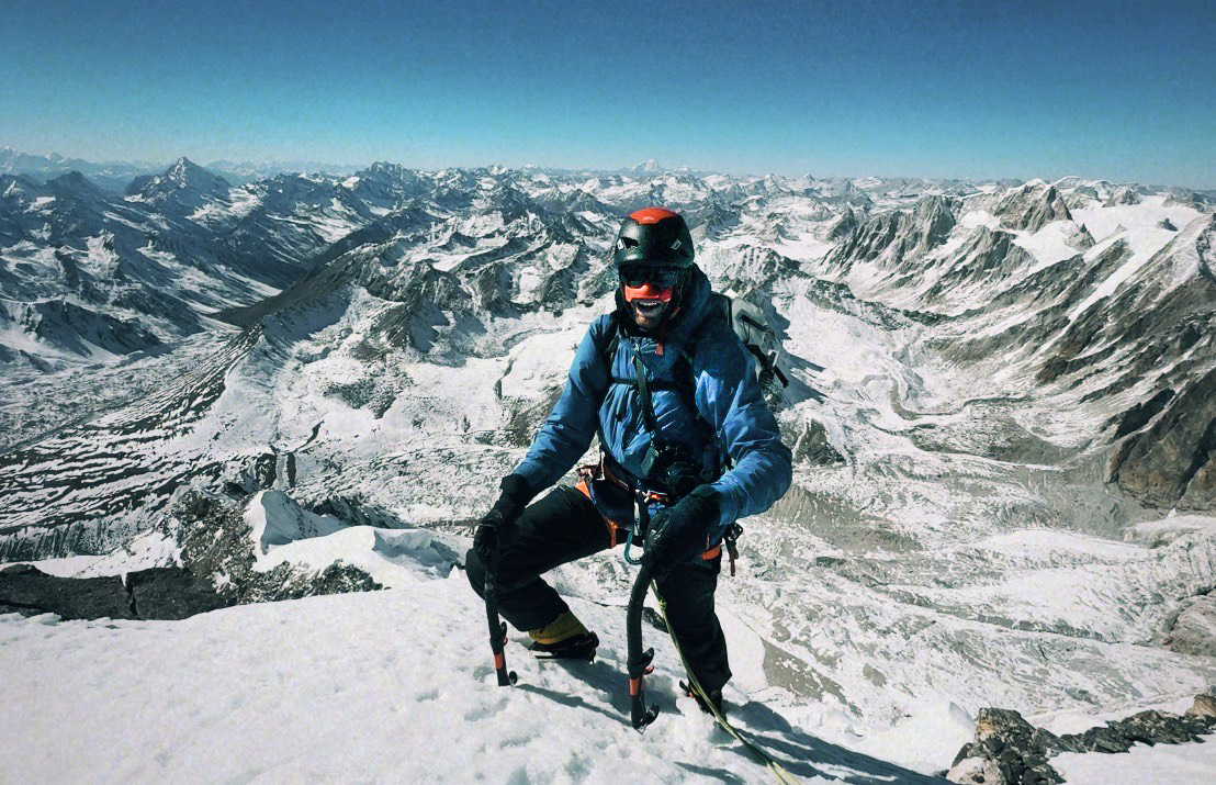 climber on snowy summit
