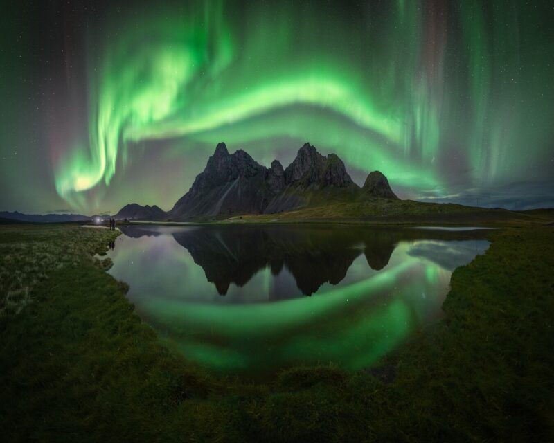 Panorama of an aurora in Iceland