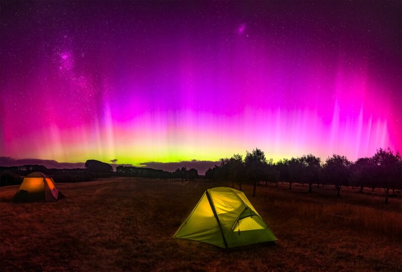 Camping beneath the Aurora Australis
