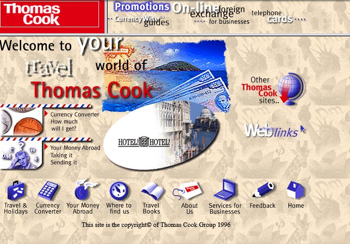 A very 90s looking website for Thomas Cook travel
