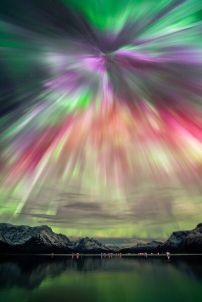 An auroral corona near Tromso in Norway