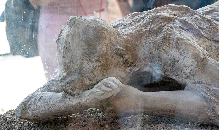 Plaster cast of Pompeii victim.