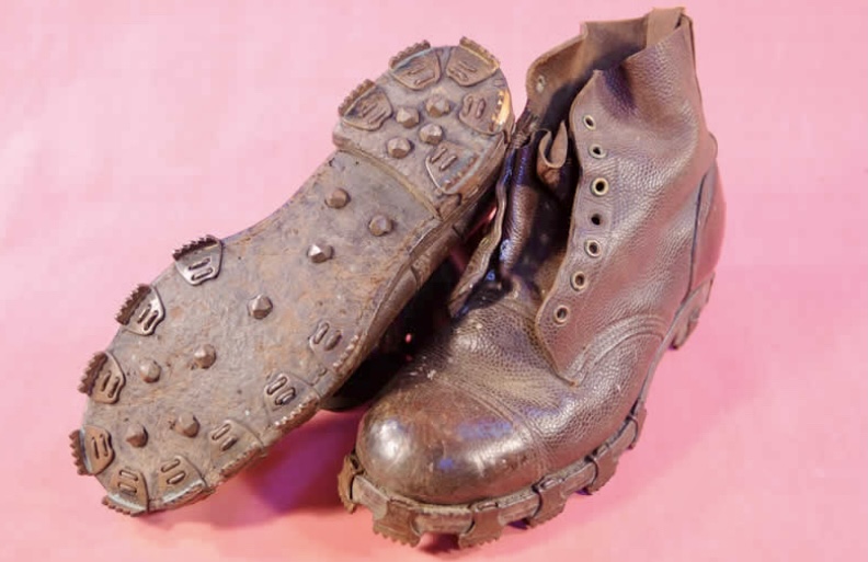 Tricouni nailed boots.