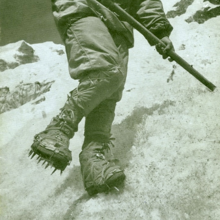 Crampons in the early 20th century.