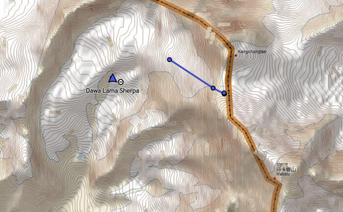 Track of a Sherpa climber on Makalu. 