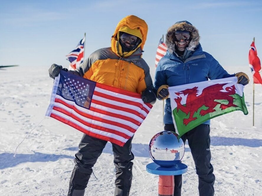 Will Smith, left, and Richard Parks at the South Pole.