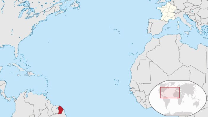 A map showing the location of French Guiana