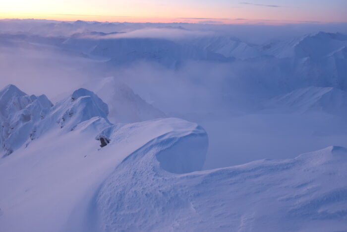A view from the summit of Mus-Khaya in 2020, the highest peak of the Suntar-Khayata mountains. The first winter ascent. 
