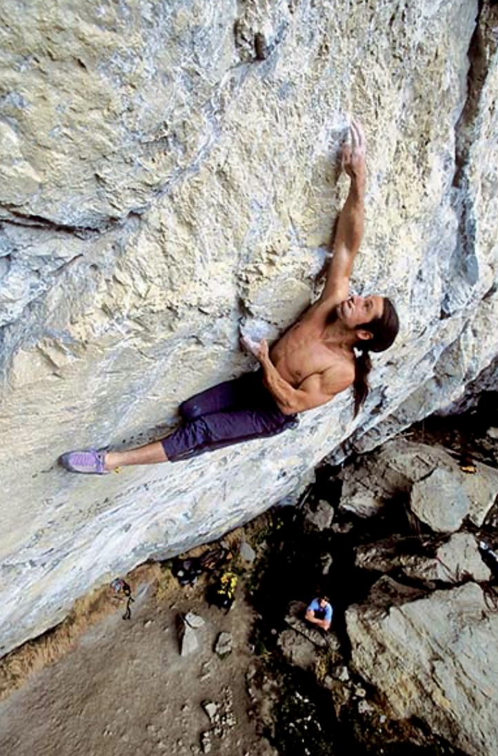 Alexander Huber free soloing 'Kommunist'. 