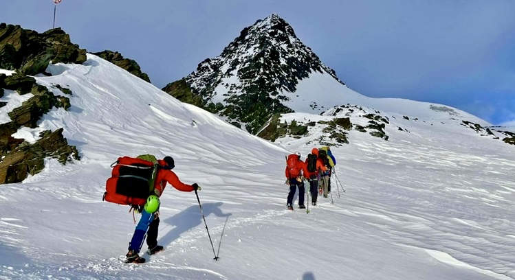 Rescuers on the way up in January, 2025.