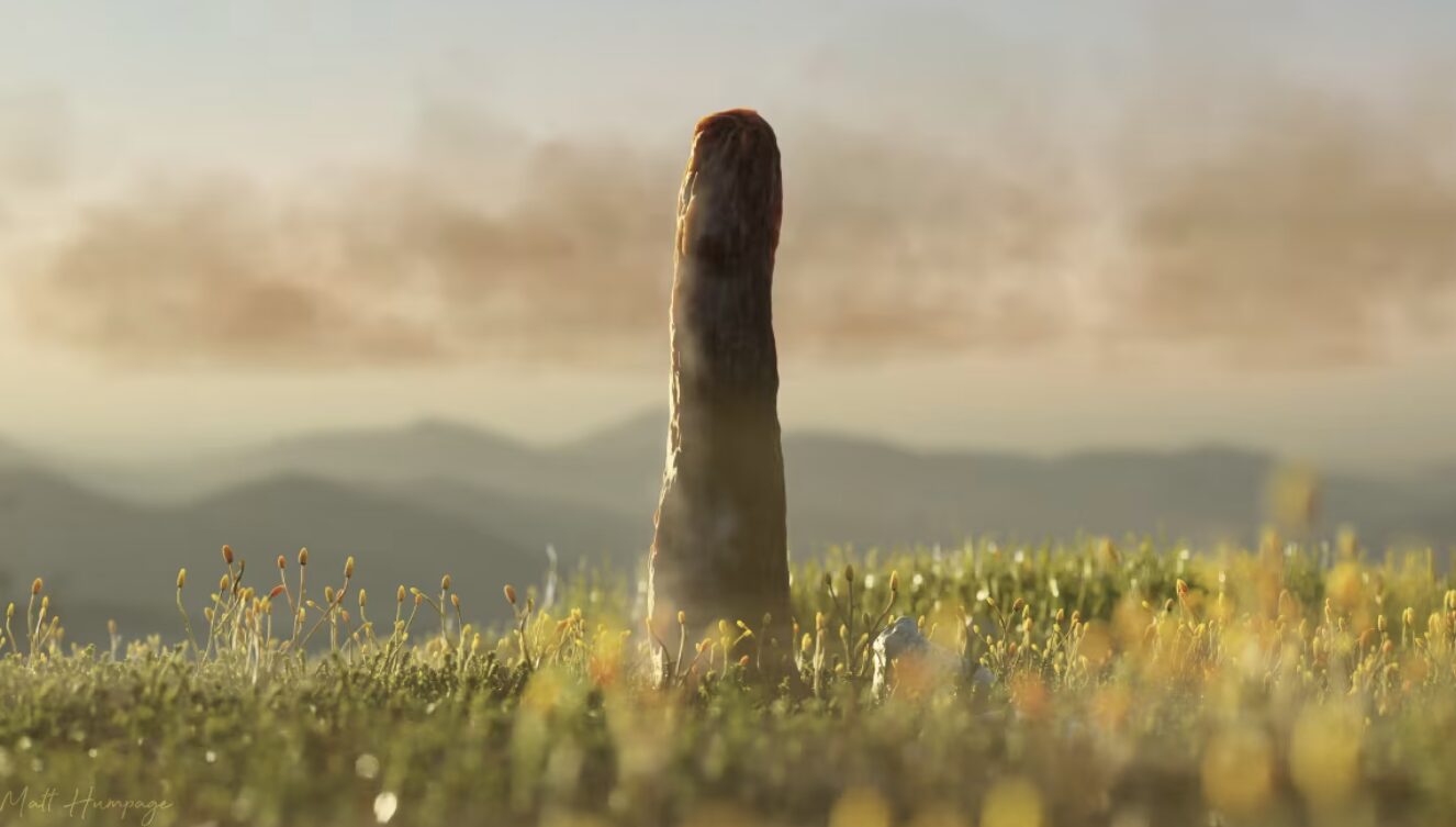 Artists impression of what Prototaxites might have looked like. Resembles a branchless tree trunk