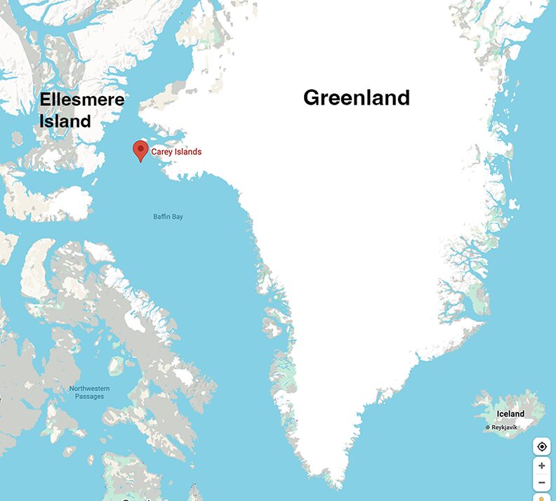 The location of the Kitsissut, or Carey, Islands.