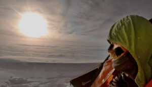 Colin O'Brady beside his tent in Antarctica
