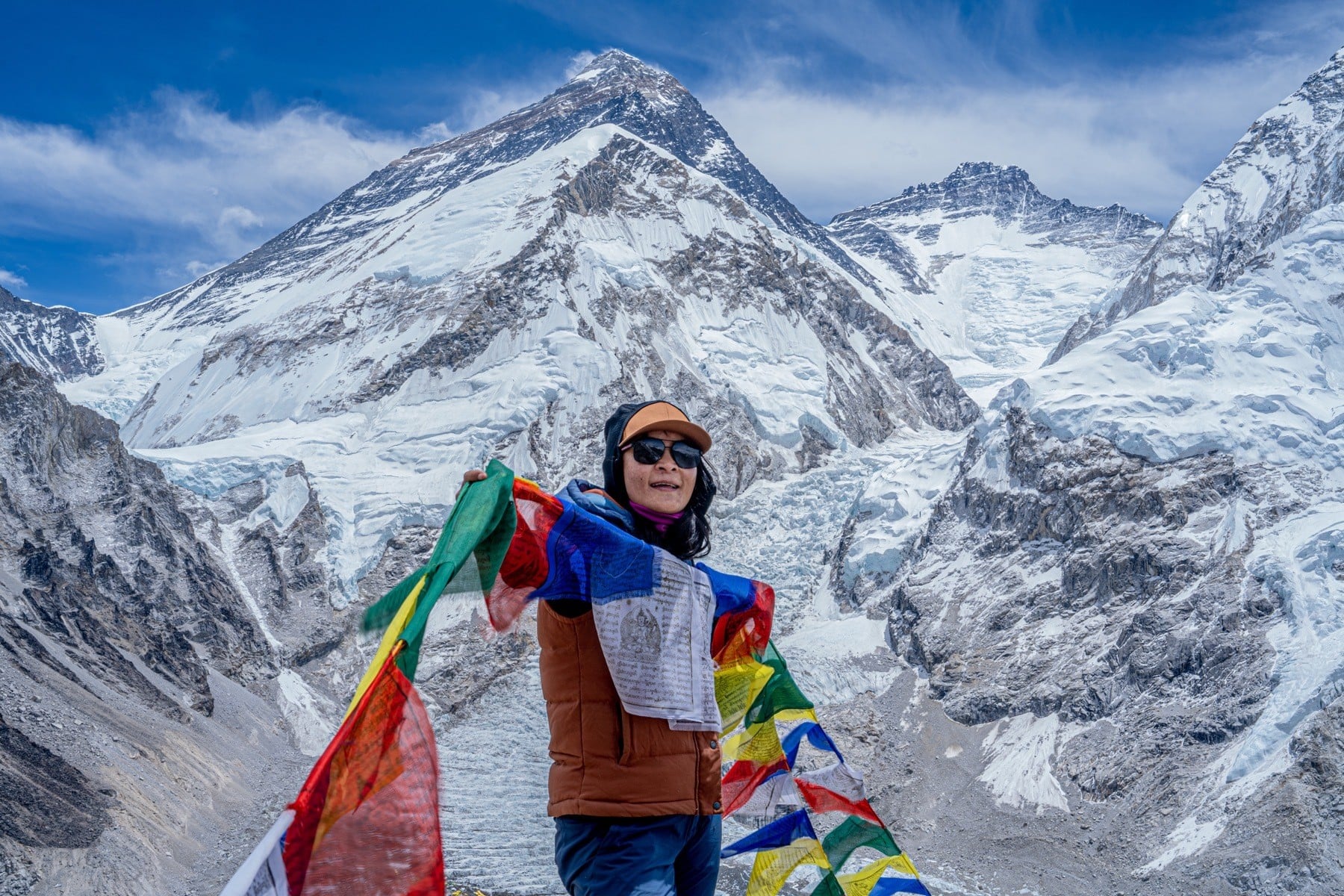 Phunjo Lama at Pumori High Camp preparing for her Everest speed ascent in 2024