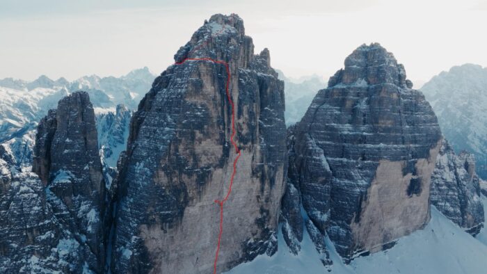 A route marked on one of the Tre Cime di Lavaredo.
