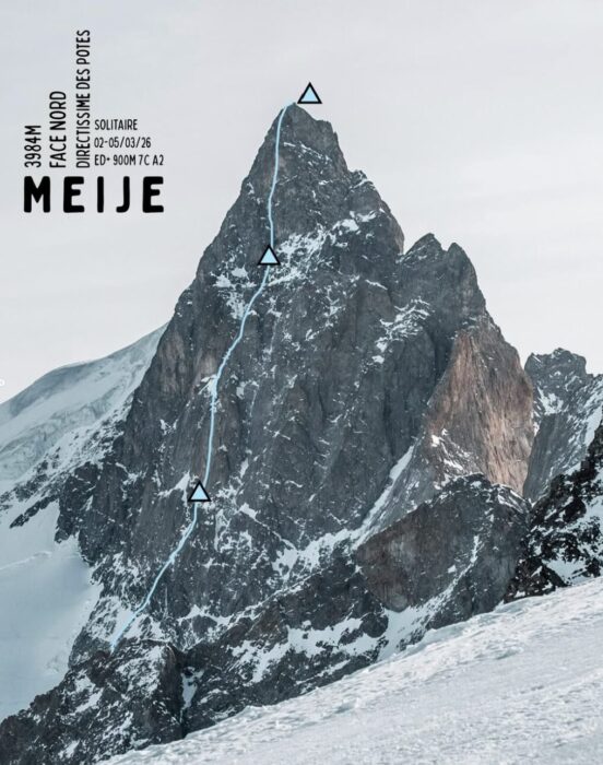 Topo of Directisime des Potes on the north face of La Meige.