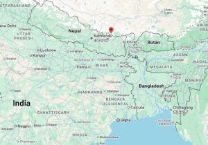 Map marking Digha on the bay of Bengal and Mt. Everest location.