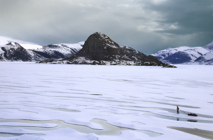 sledding over melting sea ice