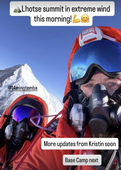 IG story showing harila and Mingtemba Sherpa. 