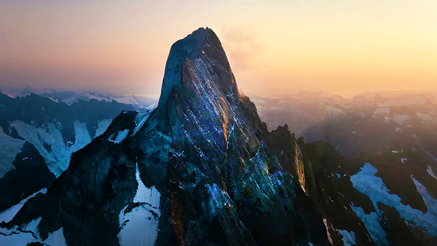 a jut of rock against the sunset