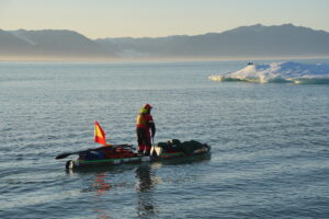 Antonio De la Rosa on his prototype stand-up paddle board.