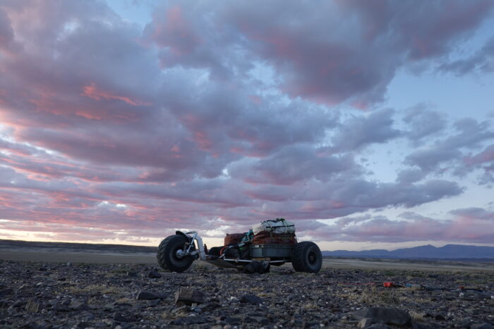 American adventurer Branden Joy's buggy in Mongolia