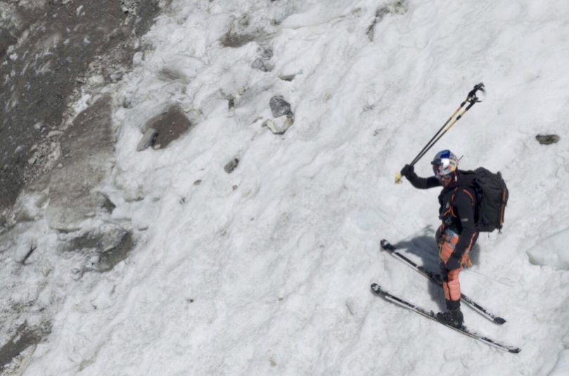 Andrzej Bargiel at the end of the snow-covered terrain on Nanga Parbat, where his ski descent ended. 
