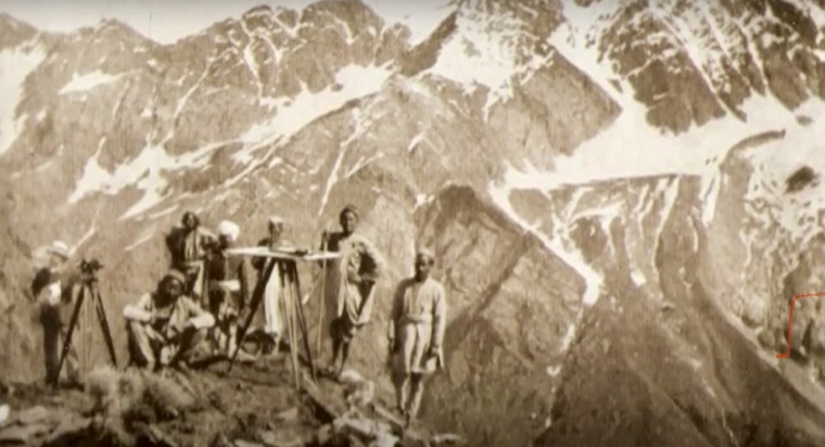 Montgomerie and his team during the Great Survey of India.