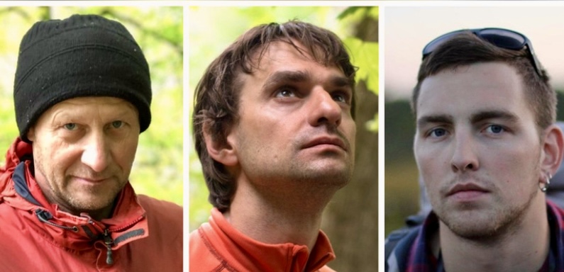 The three missing climbers (from left to right): Nikolai Sviridov, Maxim Polyansky, and Sergei Rubtsov.