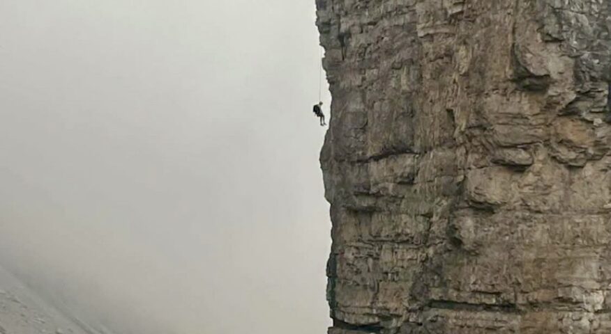 The Italian climber stuck mid-air.