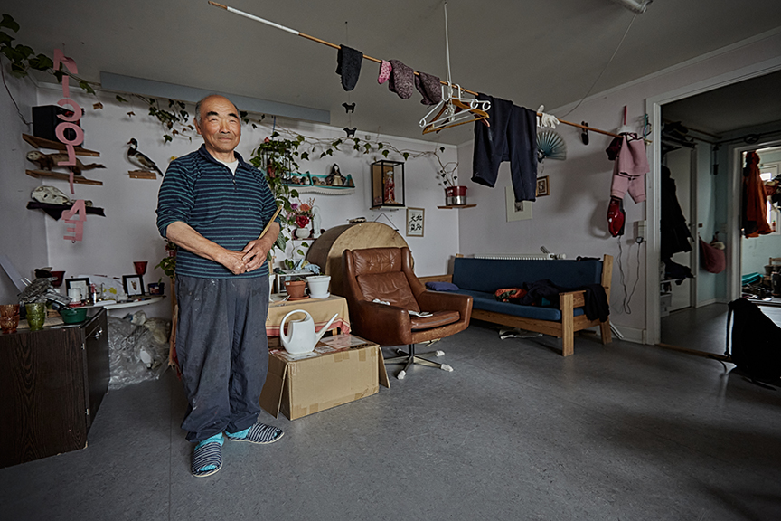 Japanese man in his Greenland home