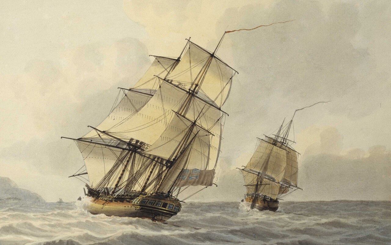 Two sailing ships